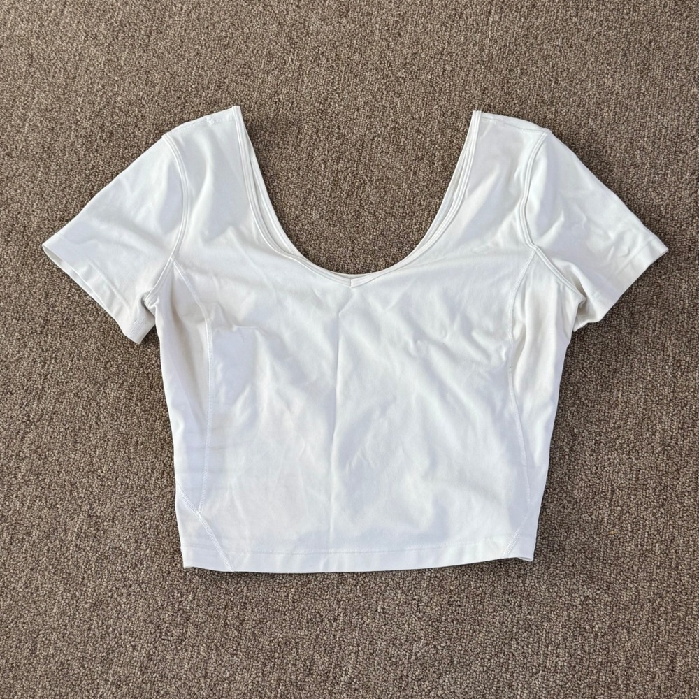 Lululemon Align T-Shirt White Nulu Cropped V-Neck Short Sleeve Yoga Top